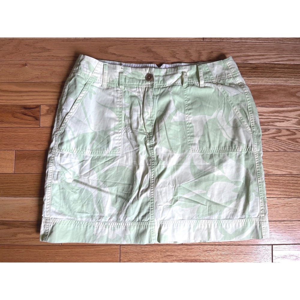 Lands End Floral Cargo Skort 10P Tropical‎ Leaf Print Mini Skirt Golf Tennis